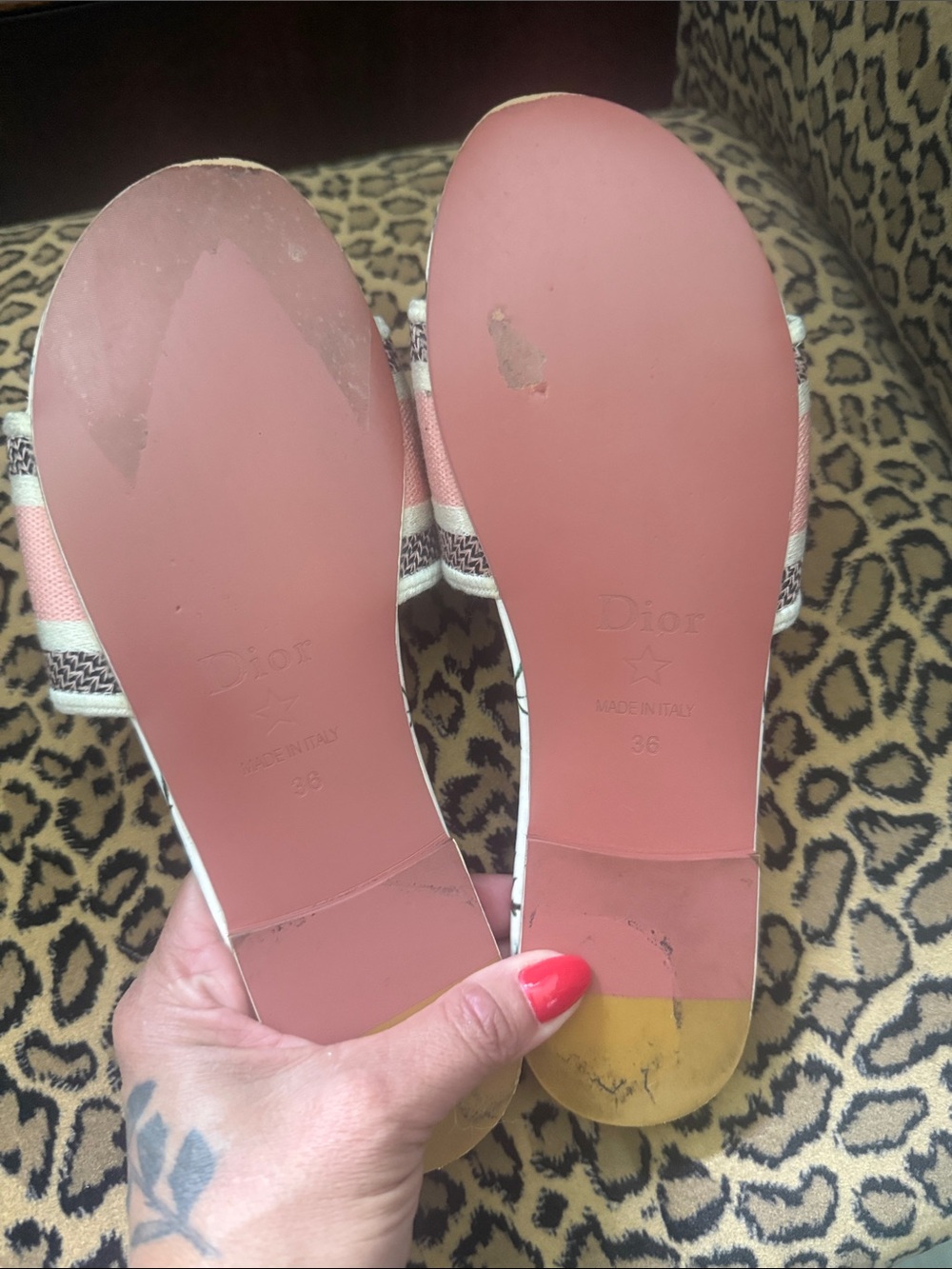 Dior Floral Slide Sandals — White with Pink & Multicolor Floral - Picture 4 of 5